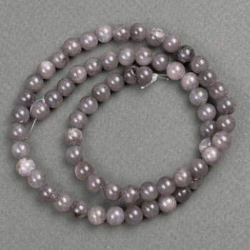 Beads on monofilament, Tinted Quartz (synthetic acrylic), dark gray smooth beads, 6.5 mm diameter, 40 cm length