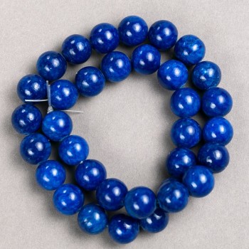 Lapis Lazuli Beads on Thread (Acrylic) Smooth Round Beads, 12 mm Diameter, 40 cm Length