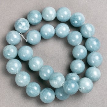 Aquamarine Beads on Thread (Synthetic Acrylic) Smooth Beads, 14.5 mm diameter, 40 cm length