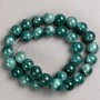 Beads on beading thread: Tinted Quartz (acrylic) in Viridian color, smooth round beads, diameter 12.5 mm, length 40 cm