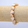 Elastic bracelet in natural beige. Pearl iridescence, oval 19×12 mm, length 18 cm