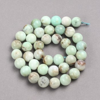 Chrysoprase Beads on String, Natural Stone, Smooth Round Bead, Diameter 10mm, Length 39cm