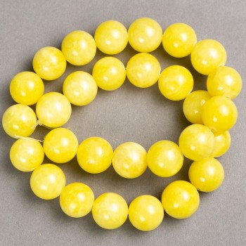 Citrine Beads on Thread (Artificial Acrylic) Smooth Spheres, 14 mm Diameter +/-, 40 cm Length +/-