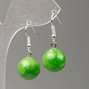 Chrysoprase Earrings (synthetic acrylic), diameter 14mm, length 35mm