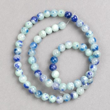 Blue and light-blue 'Agate' Beads (Acrylic) on Fishing Line, Smooth Round Beads, 6 mm Diameter, 40 cm Length