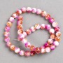 Beads raspberry-white-ginger 'Agate' (acrylic) on beading filament, smooth round beads, 8mm diameter, approx. 40 cm length