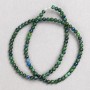 Azurite gemstone beads on fishing line, smooth round beads, 4 mm diameter, 38 cm length+