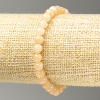 Elastic Acrylic Selenite Bracelet with Smooth Beads, 6.5 mm Diameter, 18 cm Length