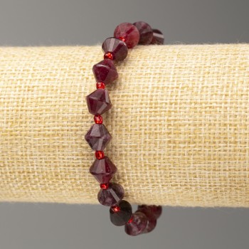 Elastic Bracelet with Tourmaline, Faceted Bicones, 8x8 mm, Length 18 cm ±