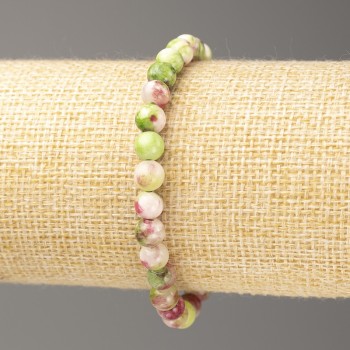 Bracelet 'Ocean Jade' acrylic, 6mm pink-green-white, approximately 18 cm long, smooth beads on elastic