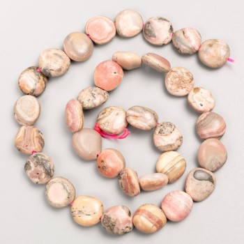 Rhodochrosite Beads on Thread, Tumbled – Natural Stone, 11x15mm ±, Length 40 cm ±