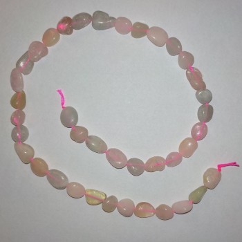 Morganite Beads on a Natural Stone Thread, Tumbled, Diameter 9x12 mm, Length 41 cm+