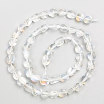 Beads on a thread of opal glass, tumbled, 6×7 mm, length 40 cm