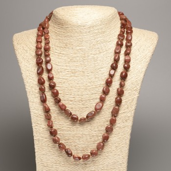 Long Aventurine Necklace 'Golden Sand' (synthetic) galuting, diameter 5x8-10 mm, length 110 cm