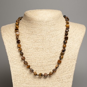 Faceted Tiger's Eye Stone Necklace, 5x8 mm beads, approx. 50 cm long