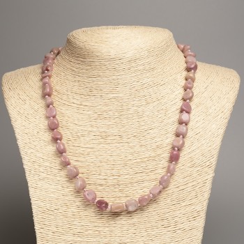 Rhodonite Necklace with Faceting, Beads 5×8–10 mm, Length 50 cm