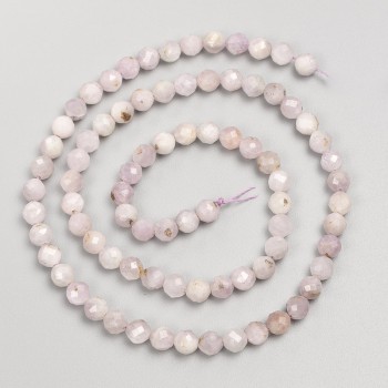 Kunzite natural stone beads, faceted ball on thread, diameter 4.5-5+ mm, length 38 cm+