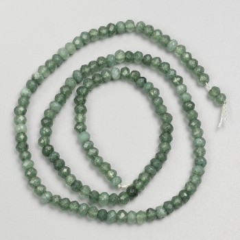 Synthetic nephrite beads, faceted rondelle on thread, 4x3 mm, length about 38 cm