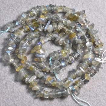 Labradorite chip beads on thread, size 4x2 mm, 3 mm +/-; length 40 cm
