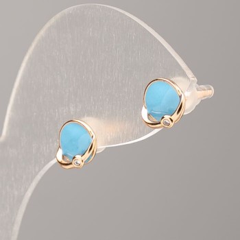 Xuping 18K Gold-Plated Blue Crystal Ball Stud Earrings