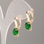 Xuping Earrings 18K Gold Plated with Green Stone and White Crystals 22x8mm