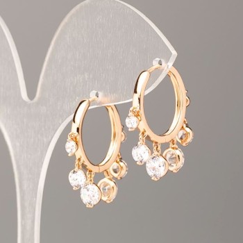 Xuping Earrings 18K Gold-Plated Heart with White Crystals