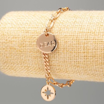 Браслет Xuping Позолота 18К "Dear" плетіння панцирне, довжина 18-21см, товщина 4мм+