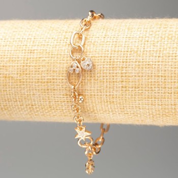 Xuping Bracelet 18K Gold Plating, 19 cm Length, 5 mm Thickness, with White Crystals