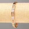 Xuping Bracelet, 18K Gold Plating, length 19 cm, thickness 6 mm ±, 8 mm ± with White Crystals