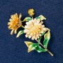 Brooch-pendant Daisy Flowers enamel, golden metal 63x50mm