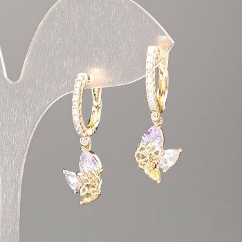 Xuping Earrings with Multicolored Stones 30x10 mm - 18K Gold Plating