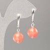 Chalcedony Earrings — Synthetic, Smooth Spheres, 12 mm Diameter, 31 mm Length