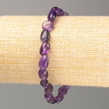 Elastic bracelet with natural amethyst, faceted, circumference 18 cm, diameter 9x6 mm +
