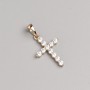 Xuping Cross Pendant with 18K Gold Plating and White Crystals, 19×14 mm diameter, 26 mm length