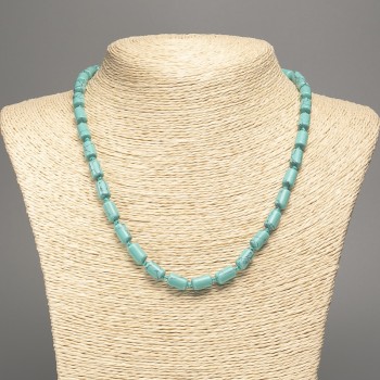 Turquoise necklace with smooth cylinder beads, diameter 10x6 mm ±, length 47 cm ±