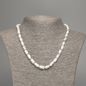 Kakholong necklace with natural smooth cylindrical beads, diameter 10×6 mm +-, length 49 cm +