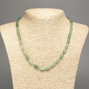 Nephrite Necklace, natural stone, smooth cylindrical beads, diameter 10×6 mm ±, length 50 cm