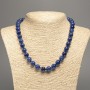 Blue Lazurite Necklace with Smooth Beads, 10 mm Diameter, 50 cm Length, Made of Synthetic Dyed White Nephrite