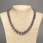 Necklace 'Charoite' with smooth beads, 10 mm diameter, 50 cm length, made of white jade (synthetically dyed)