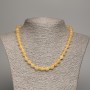 Pale-yellow 'Selenite' Necklace with smooth beads, 6mm diameter, 50 cm length, made of white nephrite (synthetic dyed)