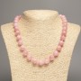 Necklace 'Strawberry Quartz' with smooth beads, 12 mm diameter, 50 cm long, from white jade (synthetic dyed)