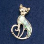 Kitty Halite Brooch, Golden Metal, 33x14 mm