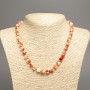 Necklace 'Colors of Summer' White-Copper Beads, 8 mm, 50 cm long, made of White Nephrite (synthetically dyed)