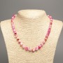 Necklace 'Colors of Summer' with smooth beads in white, yellow, and magenta, 8 mm in diameter, approximately 50 cm long, made from white nephrite (synthetically dyed)