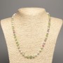 Neckace 'Colors of Summer' with white-pink-green smooth beads, 6 mm diameter, approx. 50 cm long, made of synthetic dyed jade
