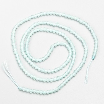 Small synthetic spinel beads, light azure, faceted round beads, 2 mm diameter, on a strand, 37 cm long