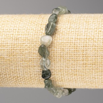 Rutilated quartz bracelet with hair-like inclusions, tumbled beads 8x8 mm, on elastic, length 18 cm+