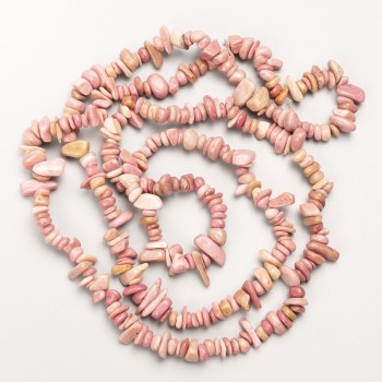 Rhodochrosite beads, natural stone nuggets on a thread, diameter 8x3 mm ±, length 84 cm ±