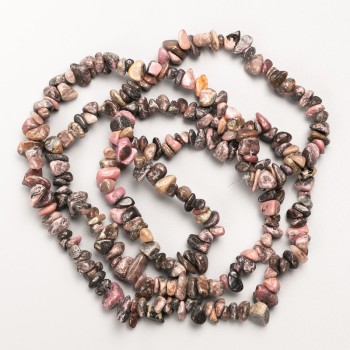 Rhodonite Beads, natural stone chips on thread, diameter 8x4 mm, length 84 cm ±