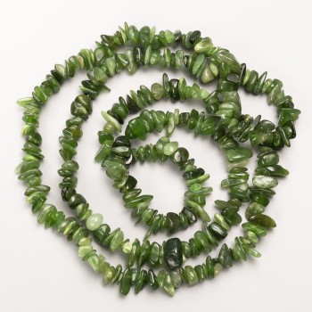 Jadeite beads, natural stone nugget on thread, diameter 9x3 mm +/-, length 82 cm